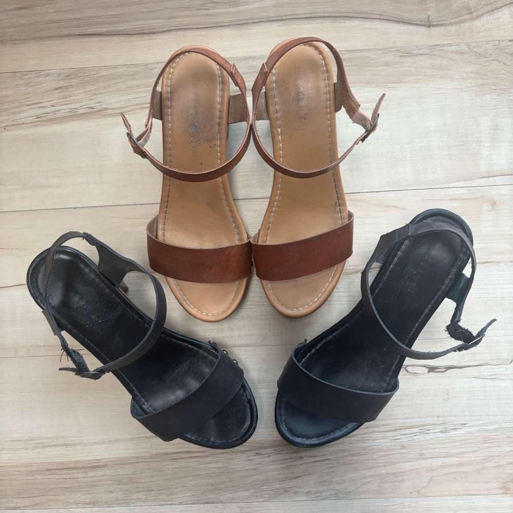 Madden Girl Brown and Black Platform Shoes with Chunky Heel Bundle Size 8.5 - Picture 2 of 12